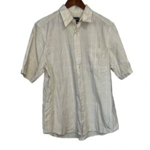 Eddie Bauer Cream Plaid Short Sleeve Button Down Shirt
